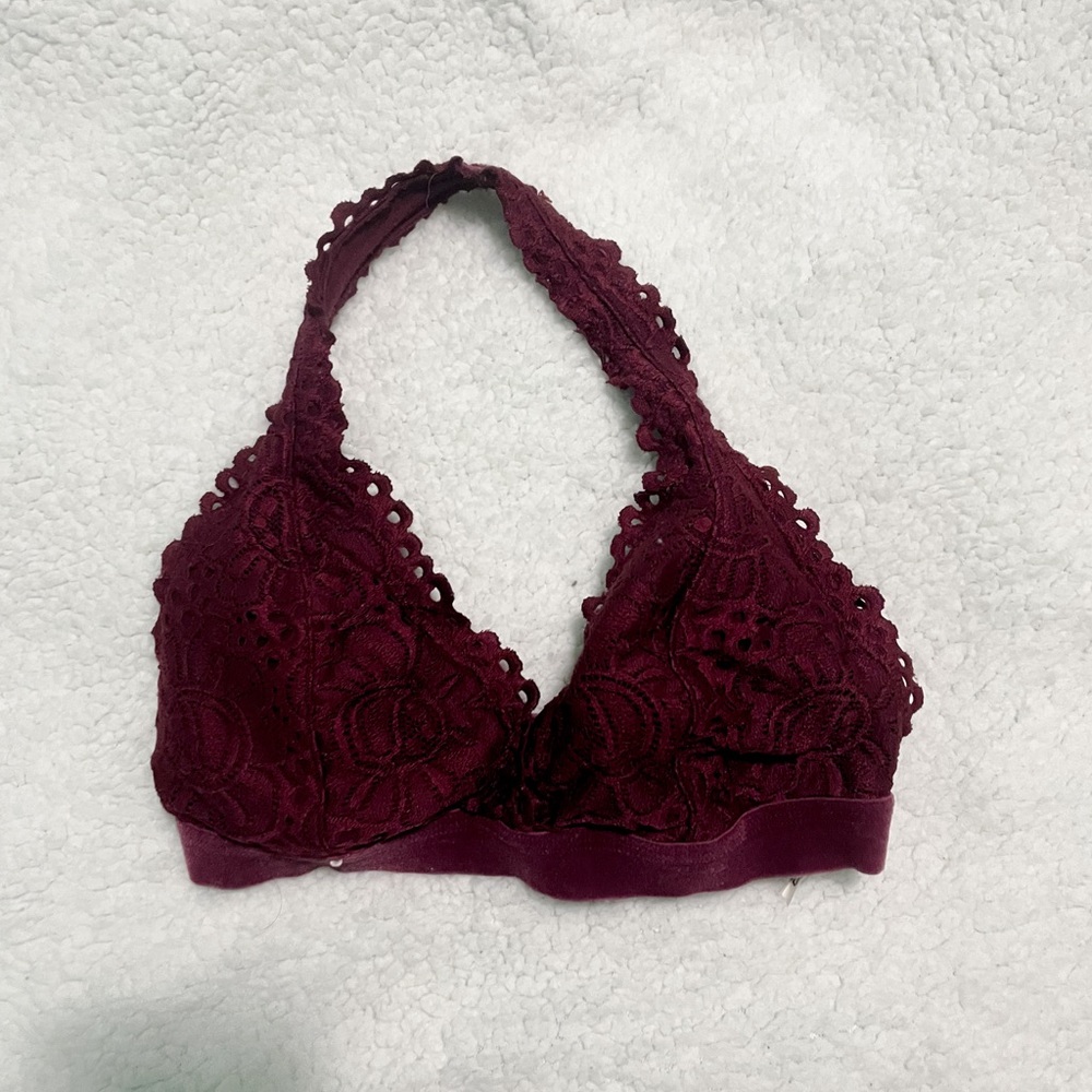 Burgundy Maroon Halter Bralette